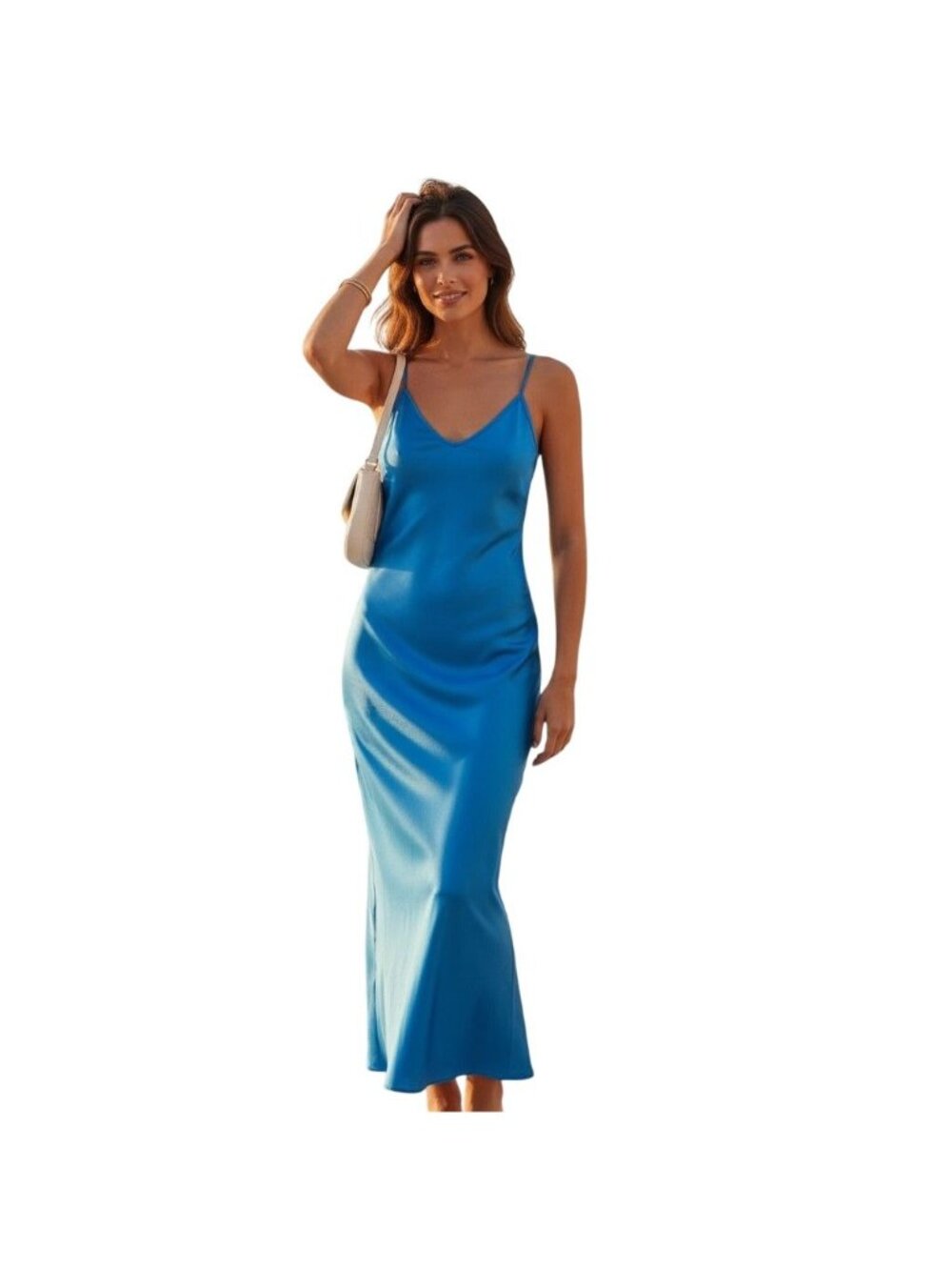 Enza Costa Bias Cut Slip Dress in Pool Blue NWOT -  Size XS
